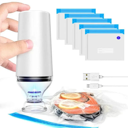 Reusable Vacuum Food Storage Bags with USB Handheld Sealer