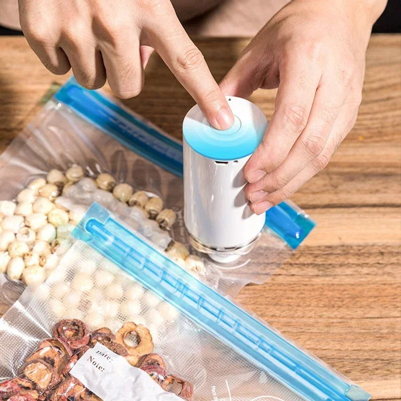 Reusable Vacuum Food Storage Bags with USB Handheld Sealer