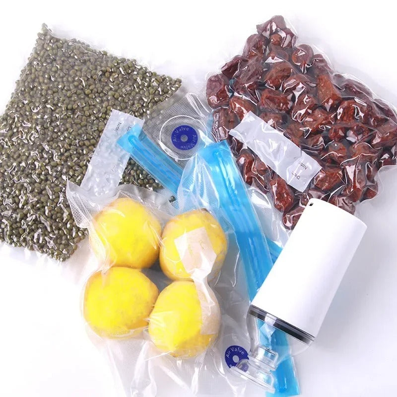 Reusable Vacuum Food Storage Bags with USB Handheld Sealer